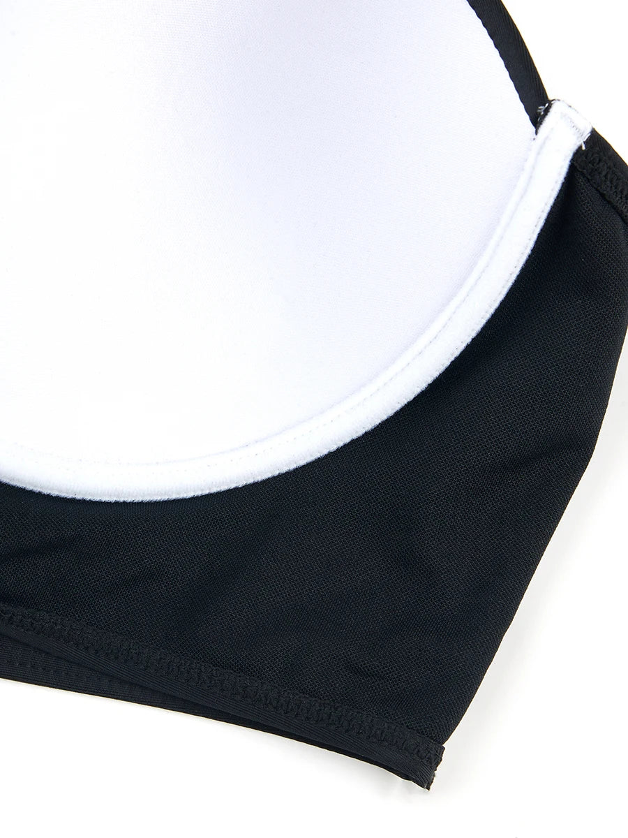 2025 Large Plus Size Push Up Solid Bikini Two Piece High Waist Swimsuit Women Swimwear Female Bathing Suit Beachwear Swimming