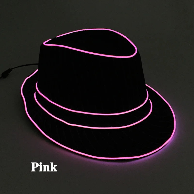 light up Men's hat and tie Led luminous Funny hat glowing Top Hat for Fluorescent club dance show props performances costumes