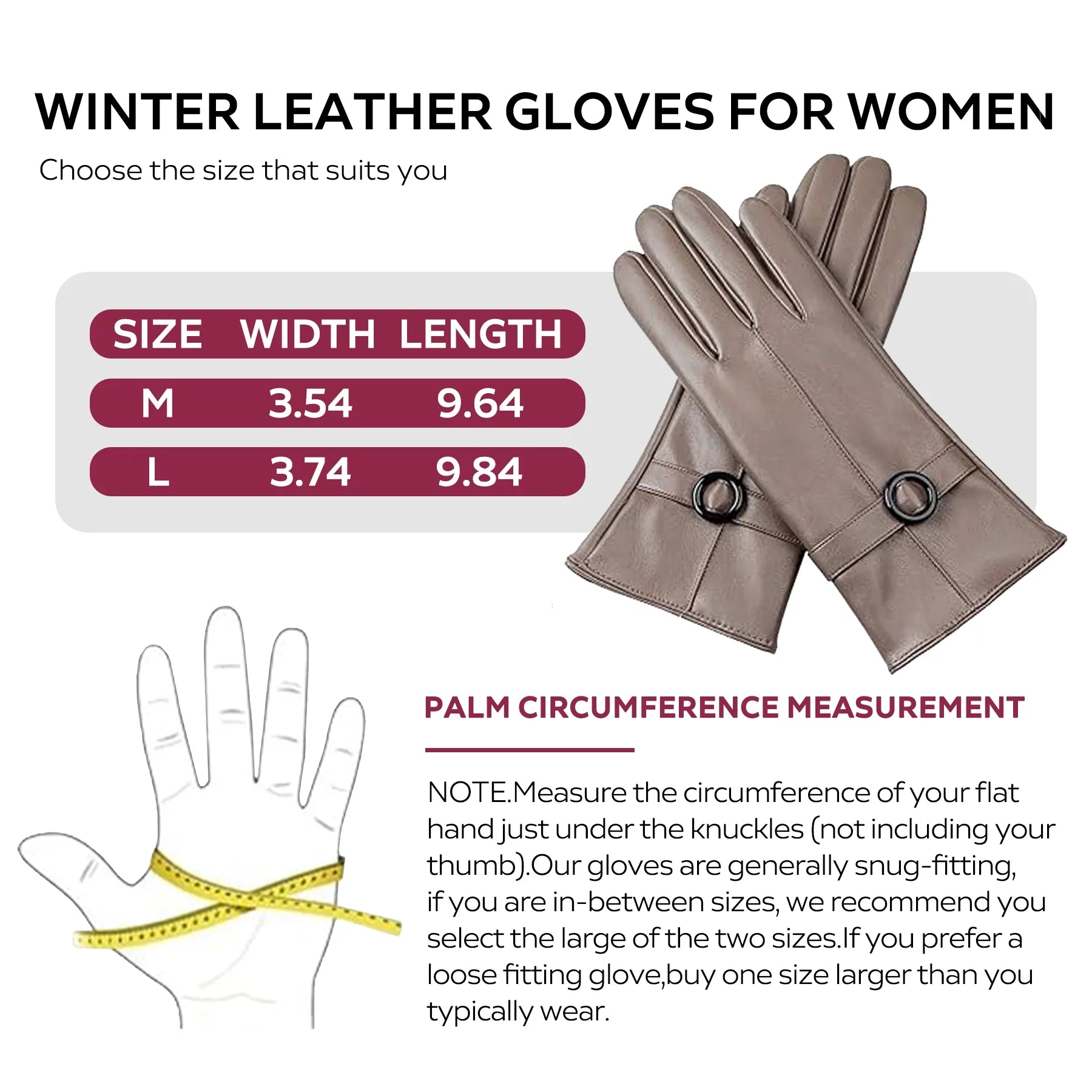 Winter Lambskin Leather Women'S Gloves with Touchscreen Texting and Warm Driving Function